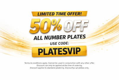 50% off number plates