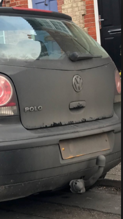 Dirty DVLA number plate